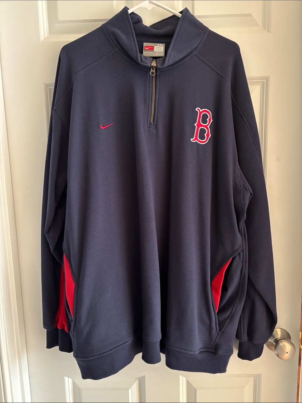 Nike Men’s Navy Boston Red Sox Quarter-Zip Pullover with Red Accents